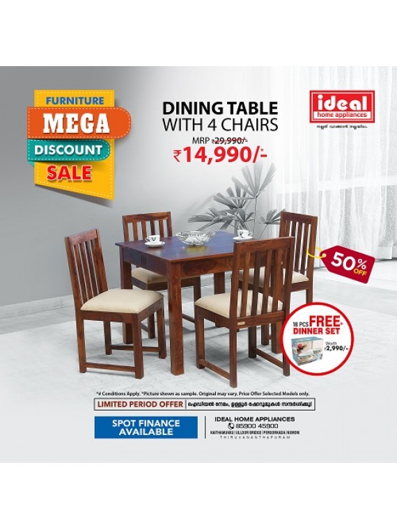 Engineered Wood Dining Table With 4 Chairs